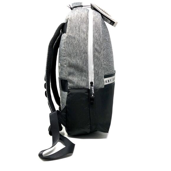 DKNY Signature Nylon Backpack Laptop Logo Unisex Circa 1989 NWT Black Grey main image 10